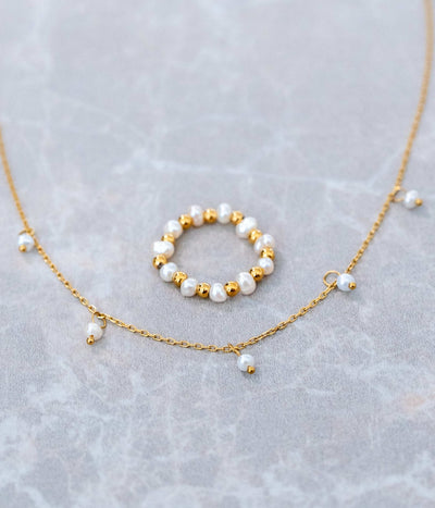 Pearlys Set - Edler aus Gold - 100% wasserfest, langlebig & stilvoll - Exklusiver Schmuck von Parisa.ch